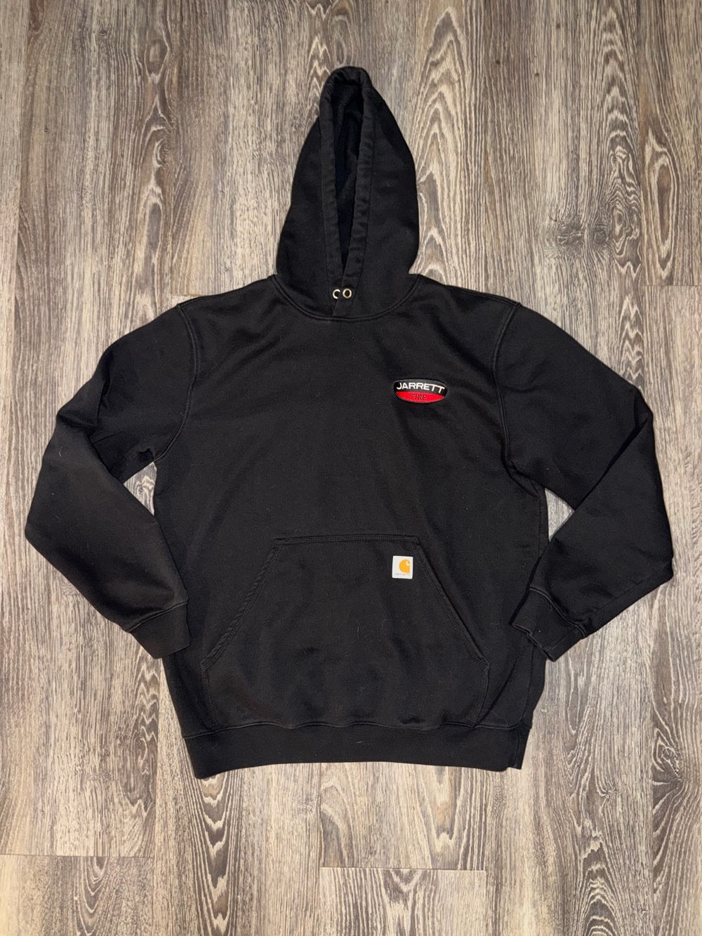 Carhartt Black Hooded Sweatshirt with Small Chest Patch Men’s Large